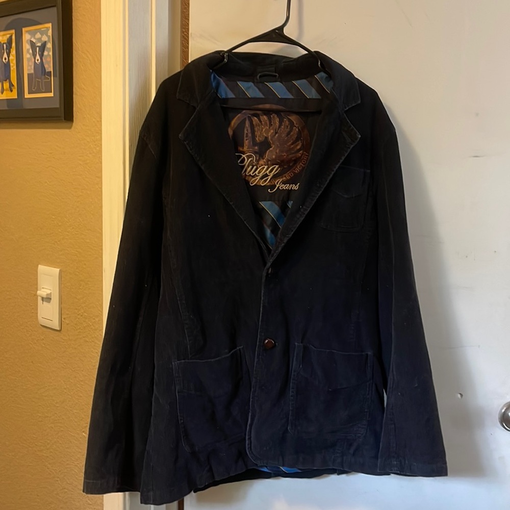 Blue Corduroy Mens Blazers with Felt patches